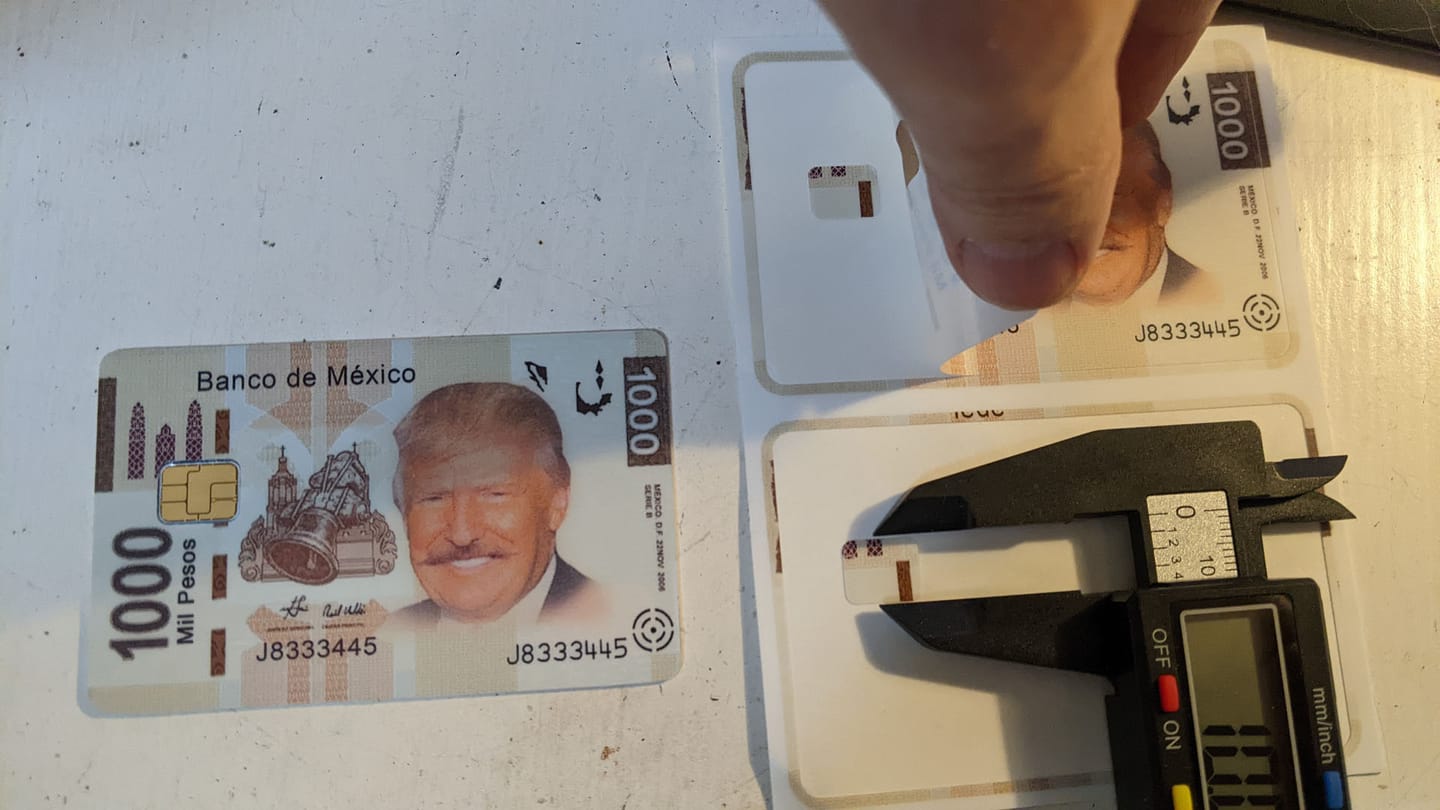 Customer photo review of Trump Banco de Mexico Credit Card Skin Decal