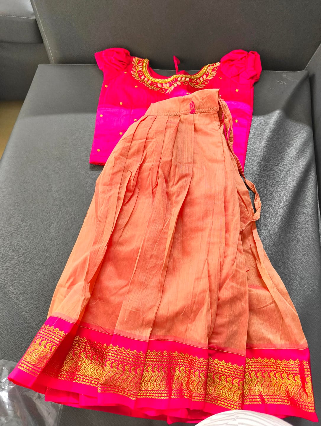 Customer photo review of Pink and blush langa blouse ethnic lehenga dress for baby girl