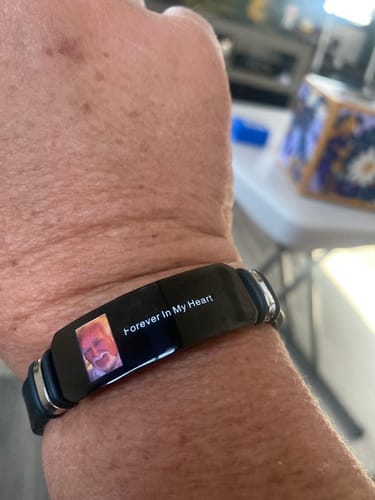 Customer photo review of Custom Photo I'll Carry You - Memorial Gift For Family, Siblings, Friends, Dog Lovers, Cat Lovers - Personalized Engraved Bracelet