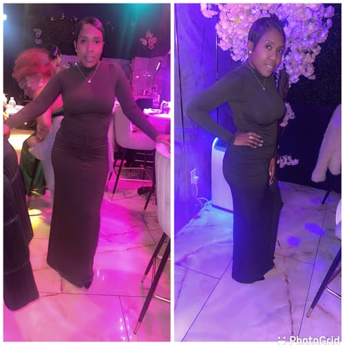 Customer photo review of NW Ruched Maxi Dress