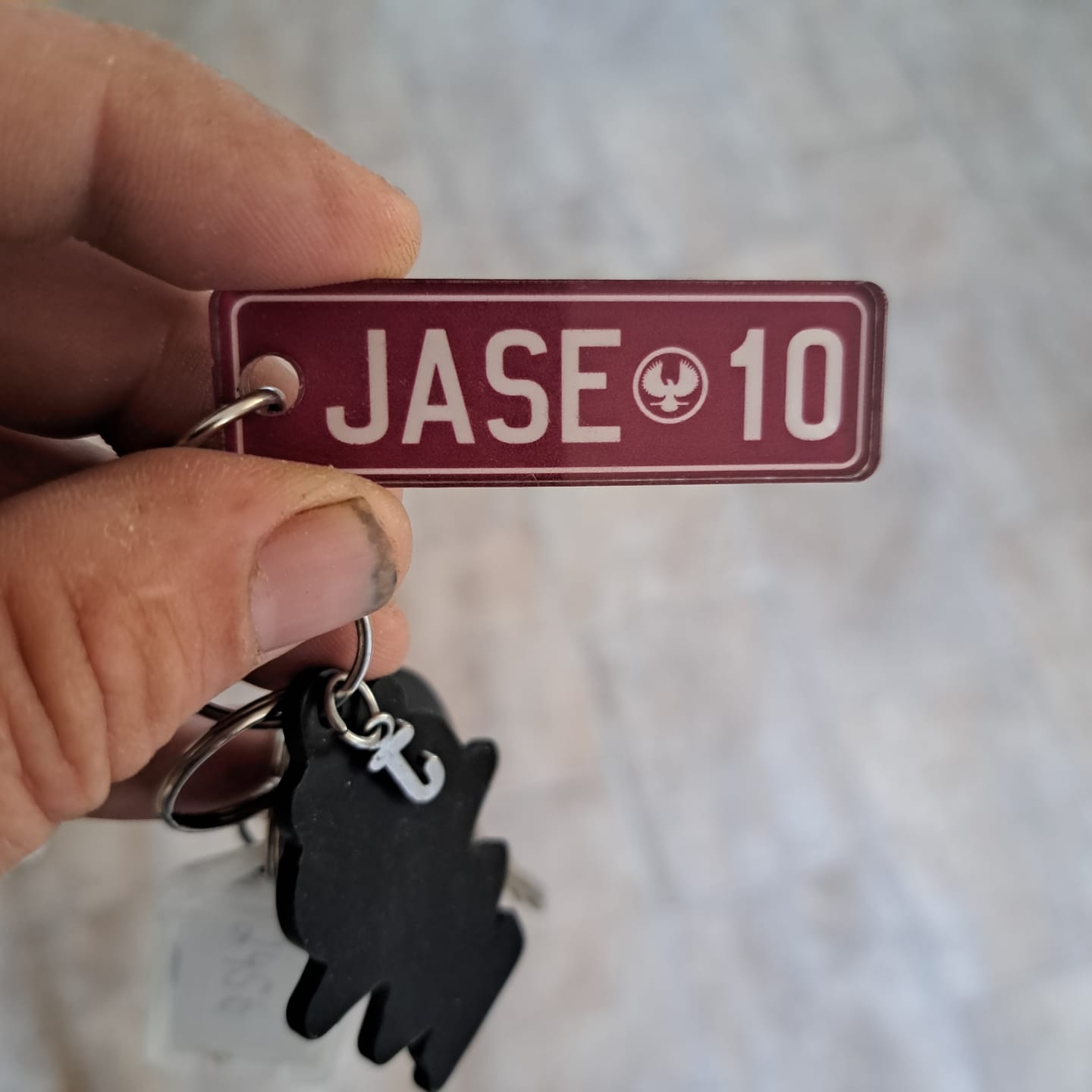 Customer photo review of SA Emblem Licence Plate Custom Keychain