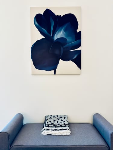 Customer photo review of Midnight Bloom Abstract Canvas Art