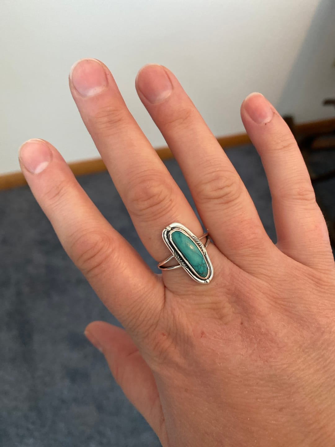 Customer photo review of Southwestern Style Authentic Turquoise Ring Sterling Silver