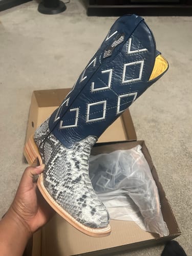 Customer photo review of Natural Python Leather Boots - Square Toe