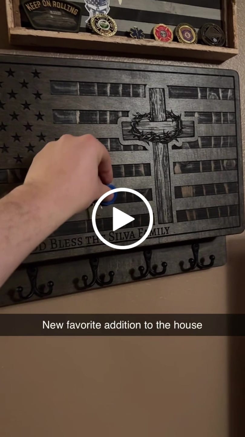 Customer video review of PERSONALIZABLE FLAG WITH CROWN OF THORNS CROSS