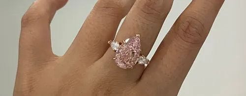 Customer photo review of Majestic Pear Cut 4.0ct Pink Stone Three Stone Engagement Ring In Sterling Silver