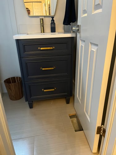Customer photo review of Davenport 24" Pacific Blue Bathroom Vanity