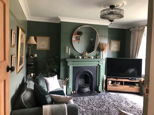 Customer photo review of Carved Crystal Drum Semi Flush Mount