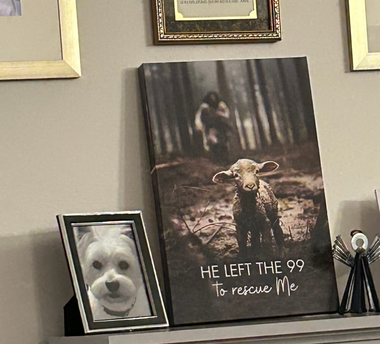 Customer photo review of He Left the 99 to Rescue Me, Jesus and Lost Sheep, Wall Art Canvas