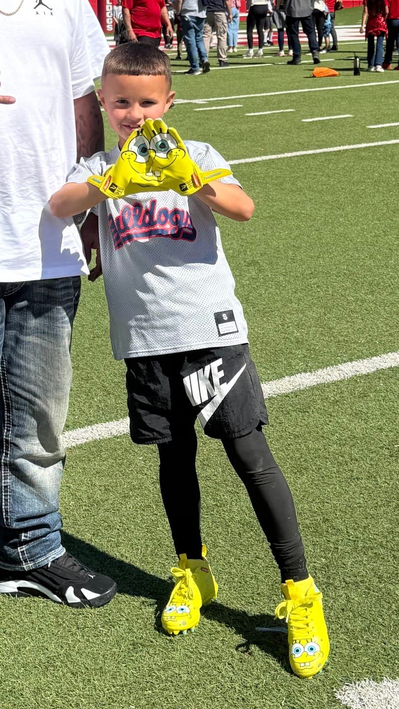 Customer photo review of SpongeBob Football Gloves - VPS5 By Phenom Elite