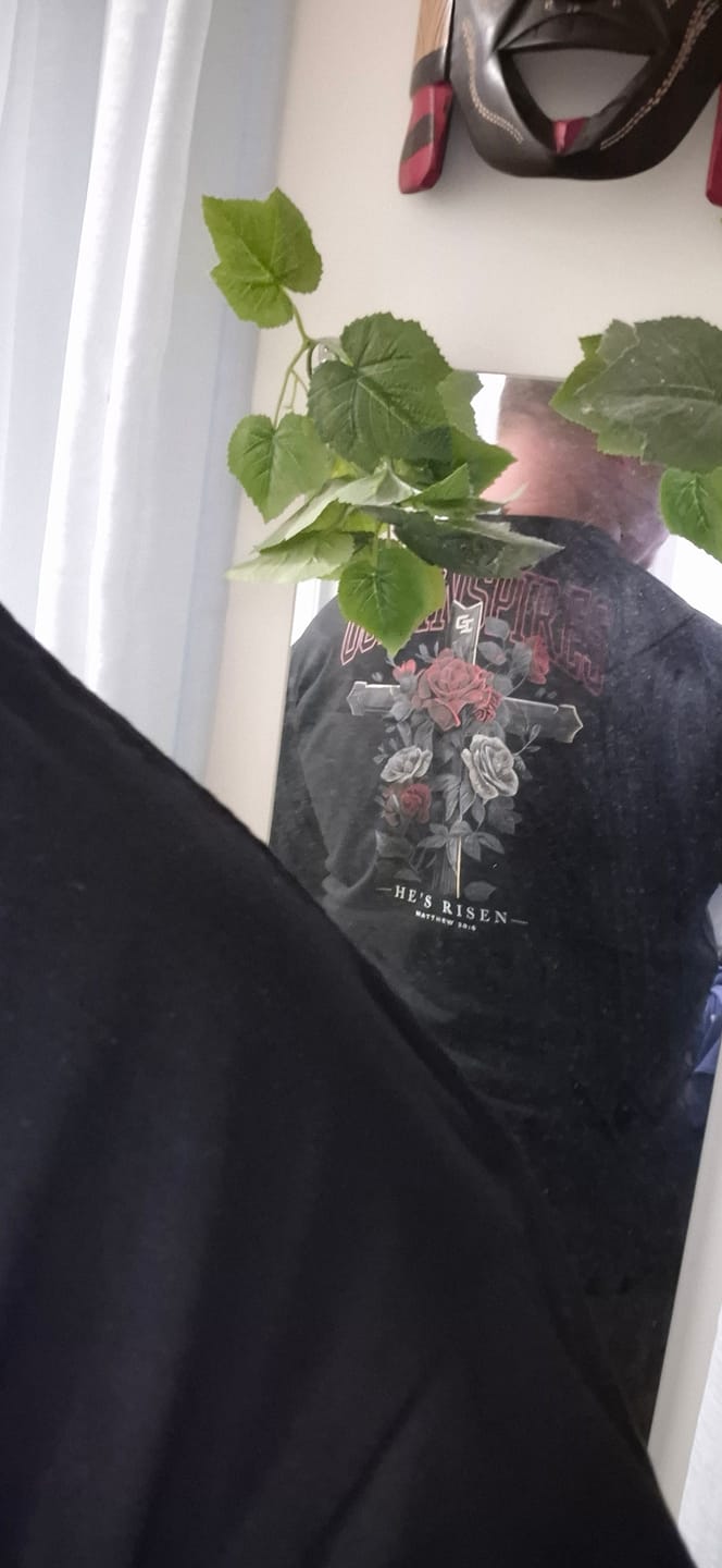 Customer photo review of Theophany 'He's Risen' Staple T-Shirt