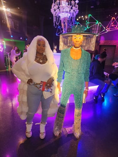 Customer photo review of JEMI CREAM CHEVRON FAUX FUR TRENCH VEST