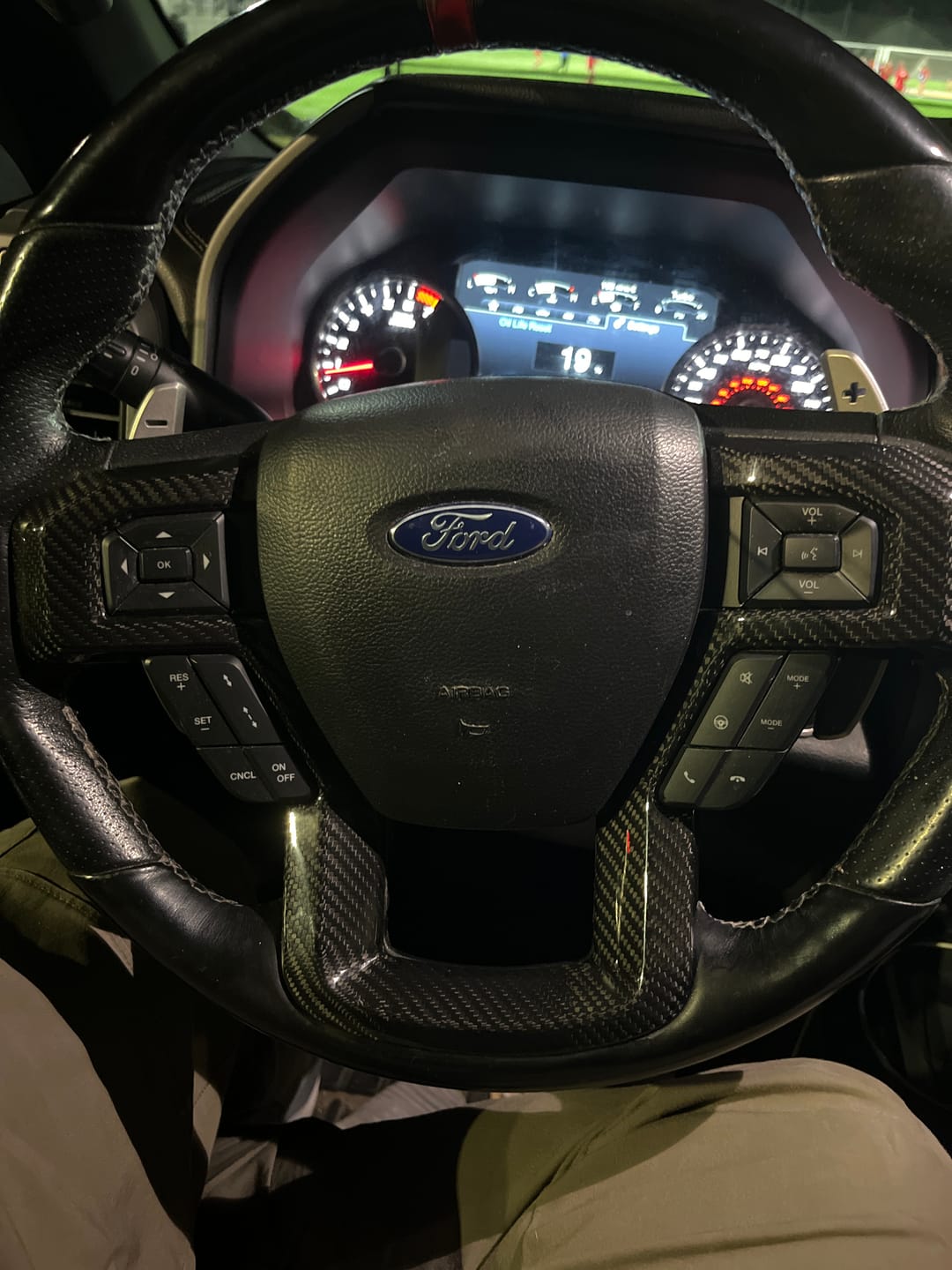Customer photo review of Ford F150 2015-2020 Steering Wheel Trim Hard Carbon Fiber Cover