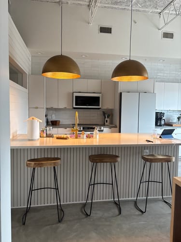 Customer photo review of Industrial 1-Light Hammered Oversized Metal Dome Pendant