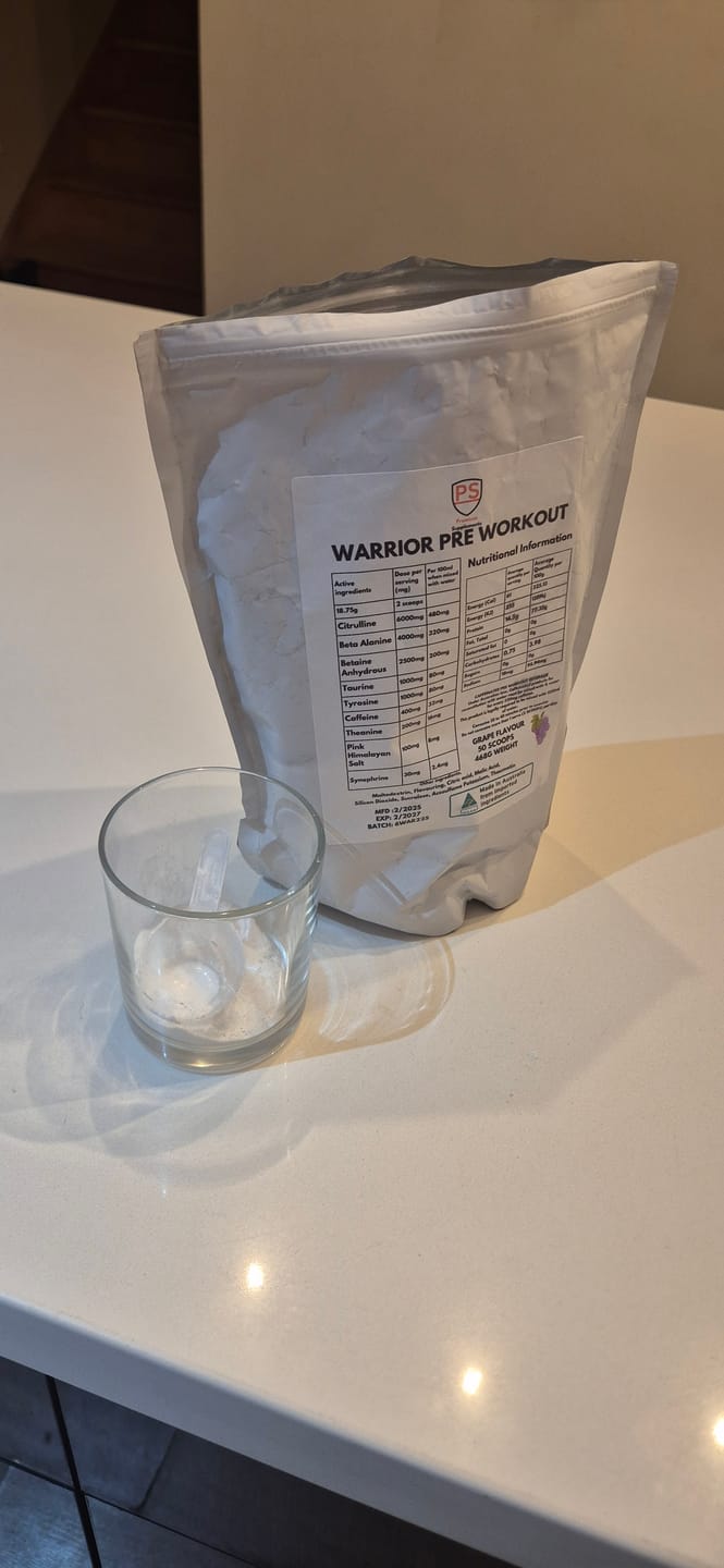 Customer photo review of Warrior High-Stimulant Pre-workout