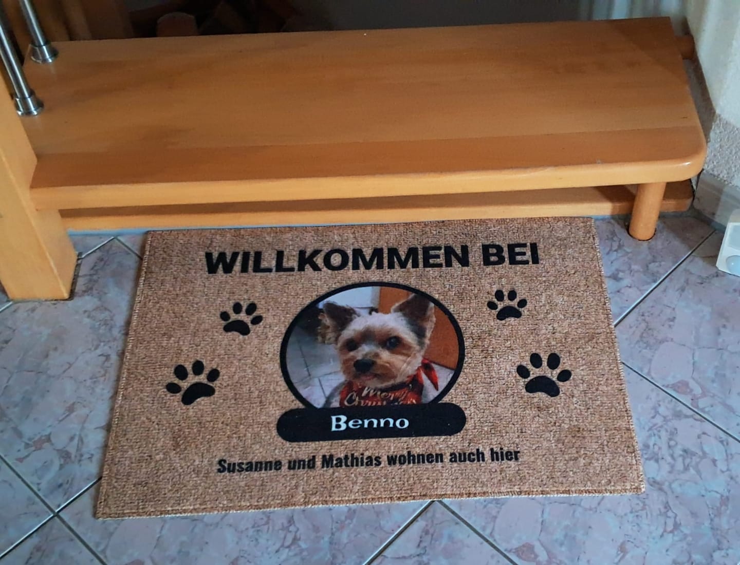 Customer photo review of Foto mit Namensschild - Individuelle Fußmatte