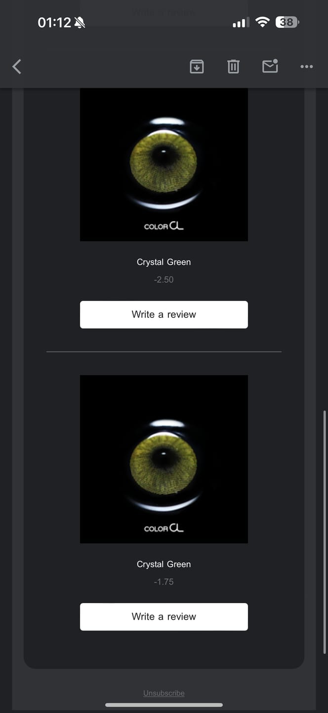 Customer photo review of Crystal Green