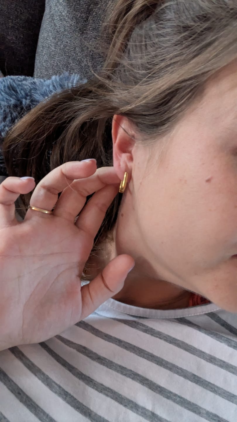 Customer photo review of Madison Gold Hoop Earrings