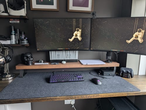 Customer photo review of Rustic Monitor Stand | Metal Sides