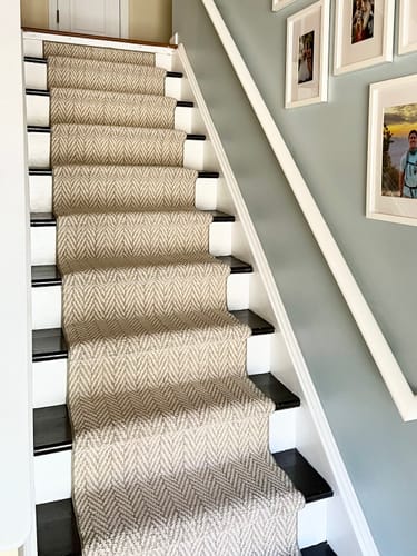 Customer photo review of Anderson Tuftex Plaza Taupe Herringbone Stair Runner