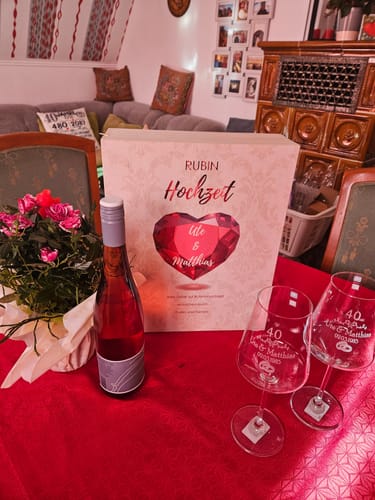 Kundenbewertung mit Foto zu Leonardo Weingläser im "Rubinhochzeit - 40 Jahre" Design als Set