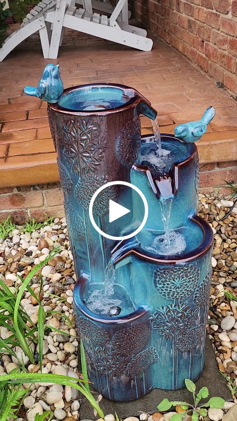 Customer video review of Dandelion Embossed 4-Tier Ceramic Water Feature