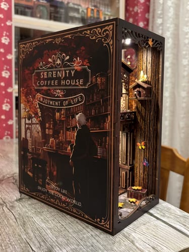 Customer photo review of Serenity Coffee House DIY Book Nook Kit