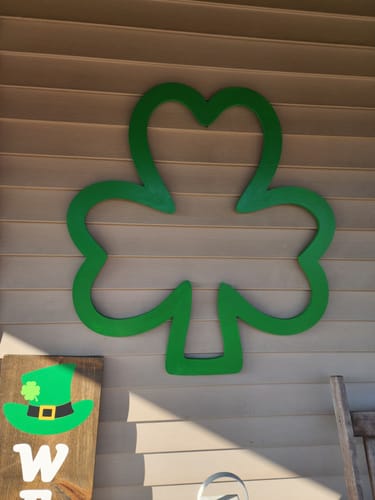Customer photo review of Unfinished Wood Shamrock Outline Shape | DIY Craft Cutout | up to 46" DIY