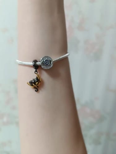 undefined review of 925 Sterling Silver Cat on the Moon Charm image 1 out of 1