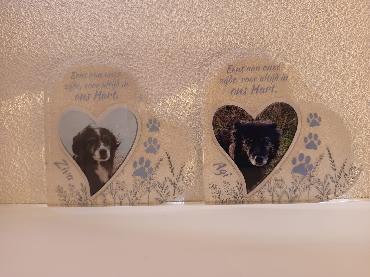 Customer photo review of Eens aan mijn zijde - Gepersonaliseerd glazen hart