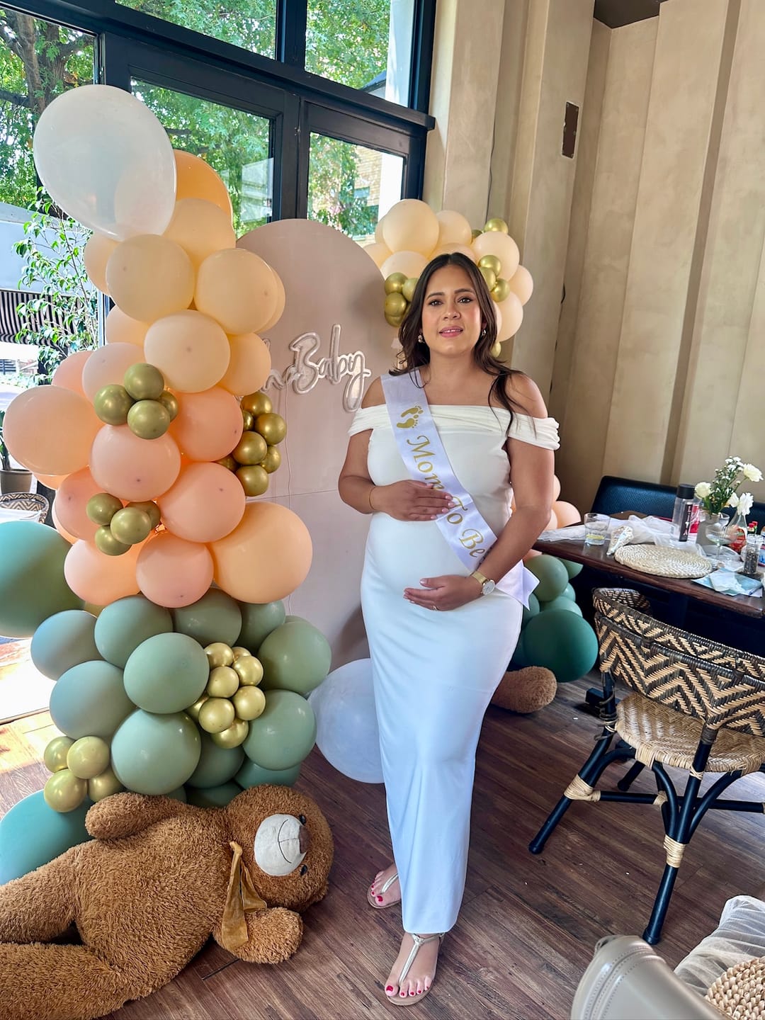 Customer photo review of Cream Off-shoulder Cocktail Dress