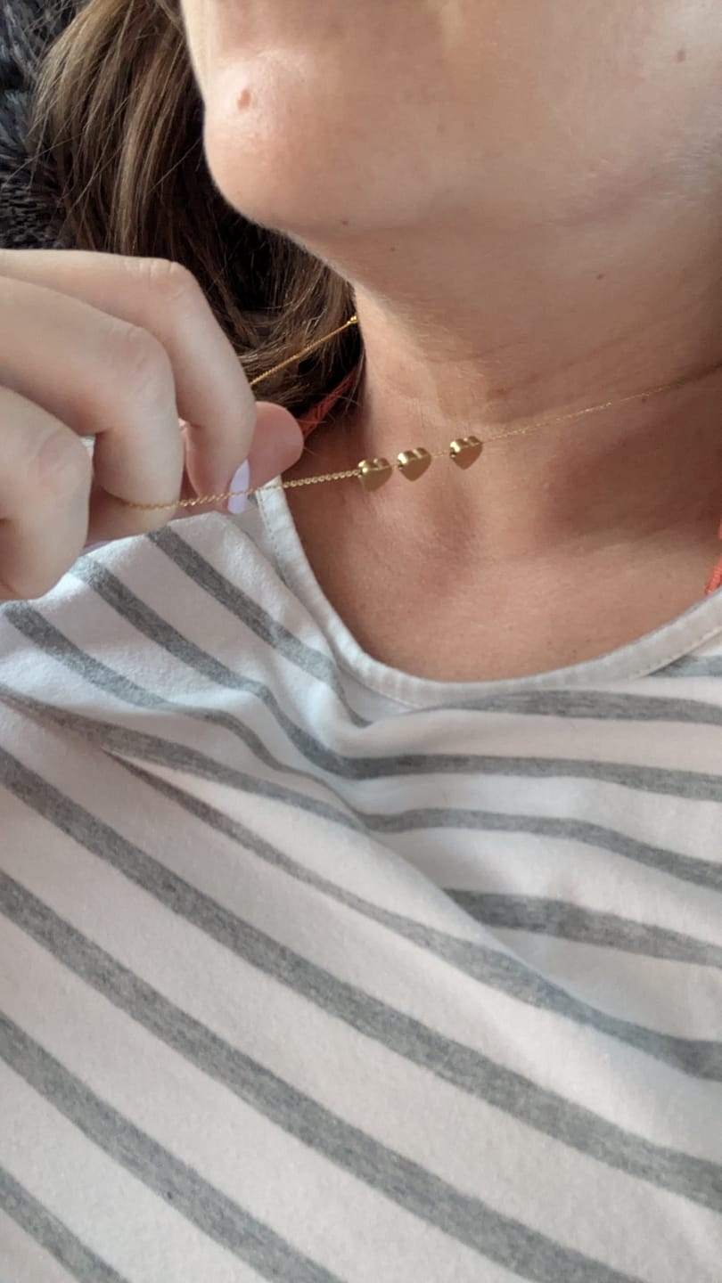Customer photo review of Trio Heart Pendant Necklace