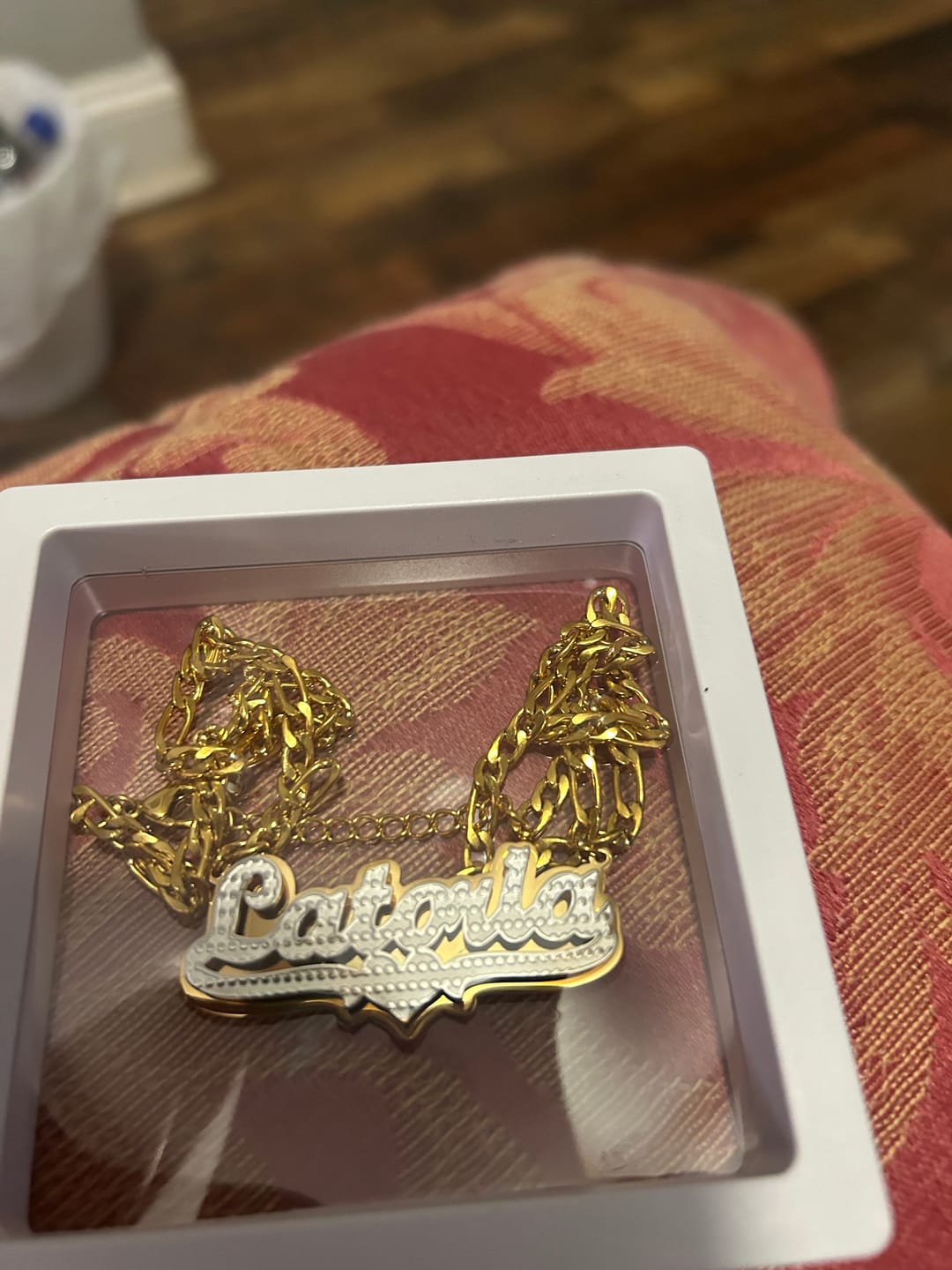 Customer photo review of Gothic Initial Earrings