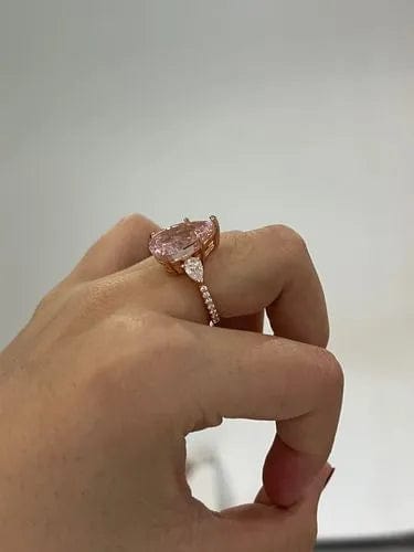 Customer photo review of Majestic Pear Cut 4.0ct Pink Stone Three Stone Engagement Ring In Sterling Silver