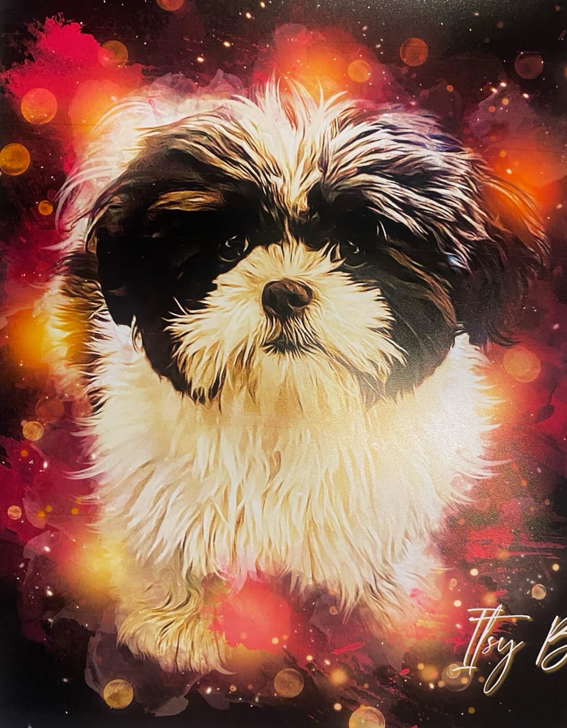 Customer photo review of Custom Neon Watercolor Pet Portrait – Aesthetic Neon Style (AN)