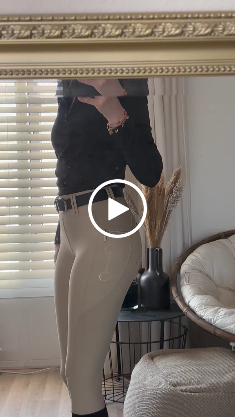 Customer video review of KYLIE - RIDING LEGGINGS | CREME SILVER