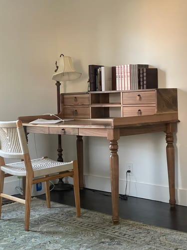 Customer photo review of Walnut Desk with Hutch and Drawers - Rustic Writer Desk