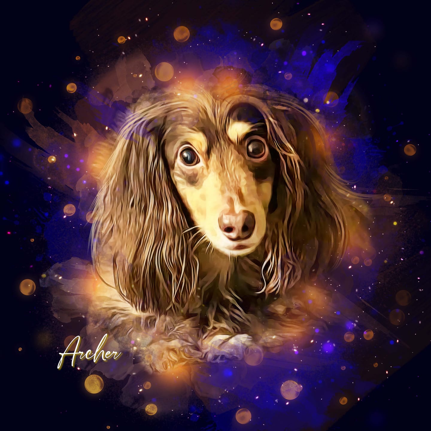 Customer photo review of Custom Neon Watercolor Pet Portrait – Aesthetic Neon Style (AN)