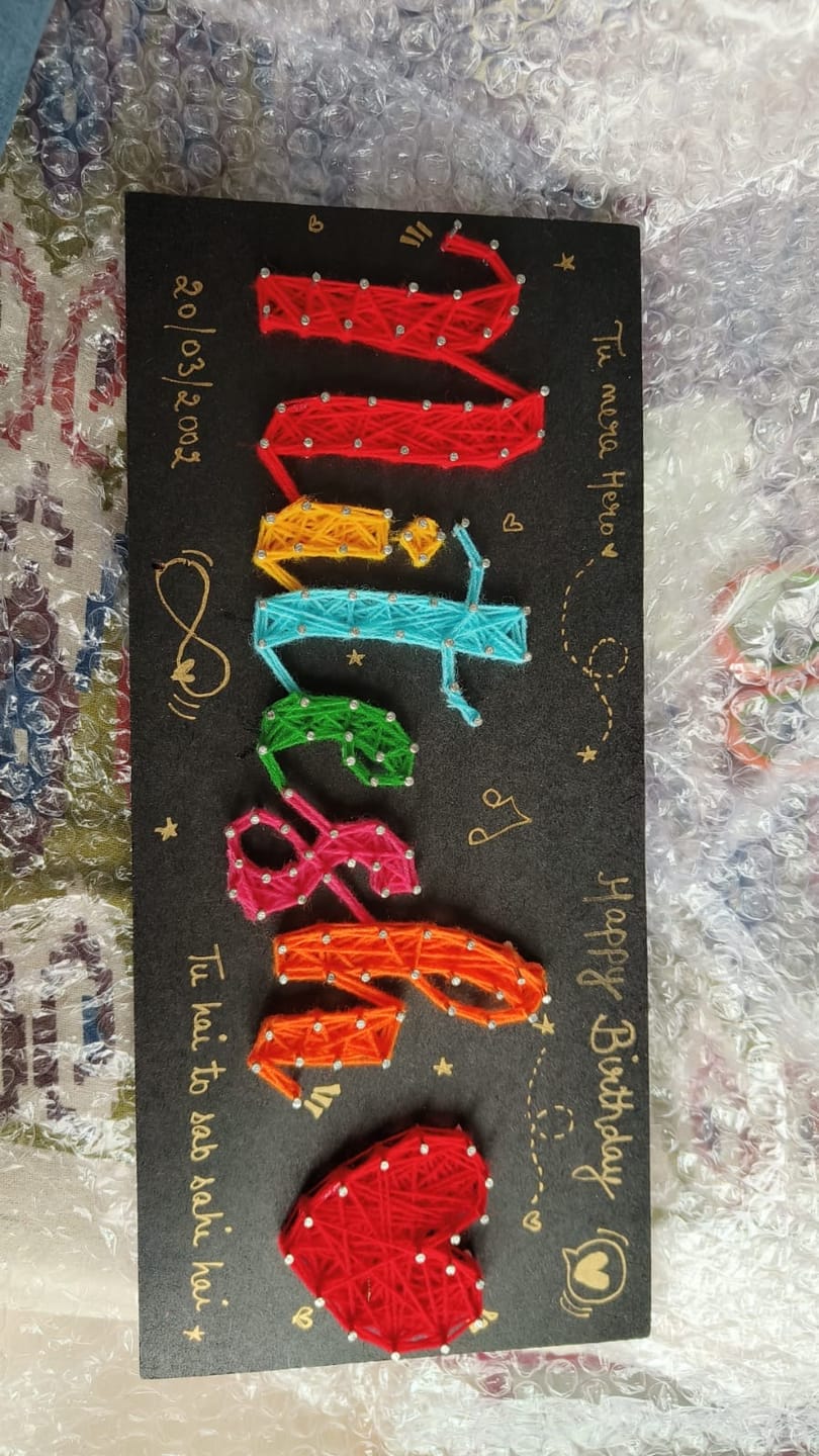 Customer photo review of Artsy- Customised Mini Nameplate String Art