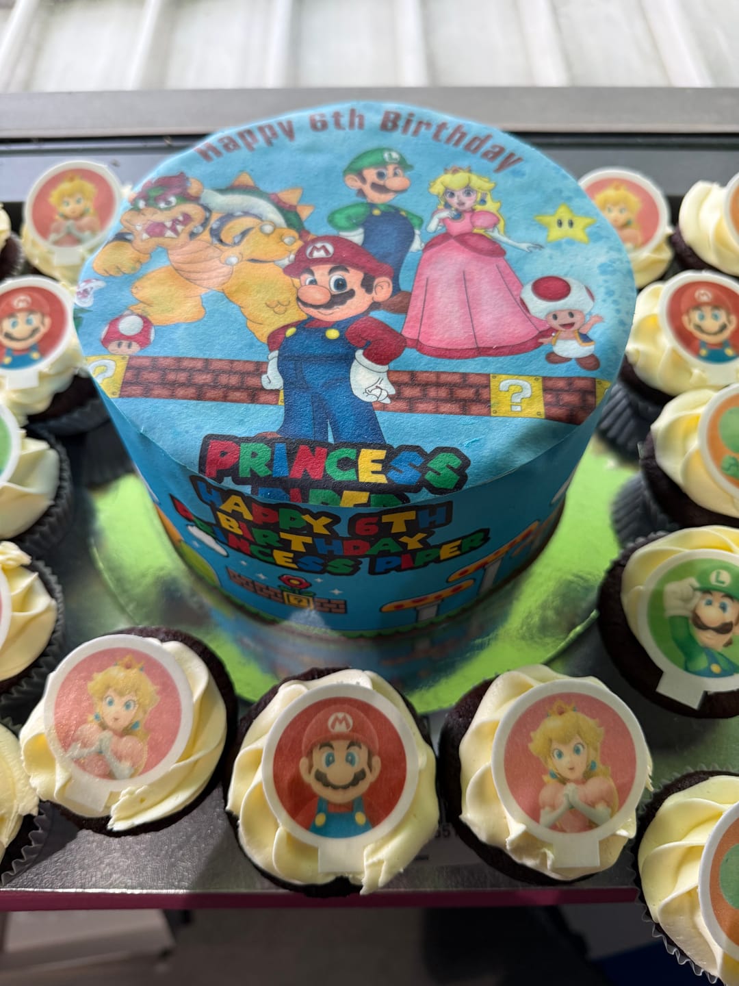 Customer photo review of Personalised Super Mario Brothers Inspired - Edible Icing Cake Wrap
