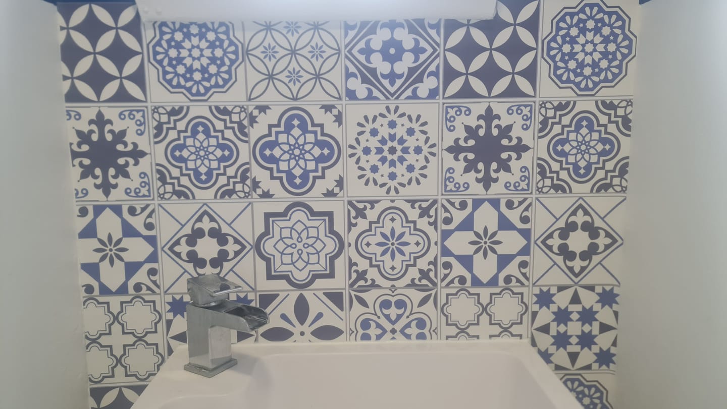 Customer photo review of Fresoms - Blue Spanish Tile Effect Vinyl Furniture Wrap