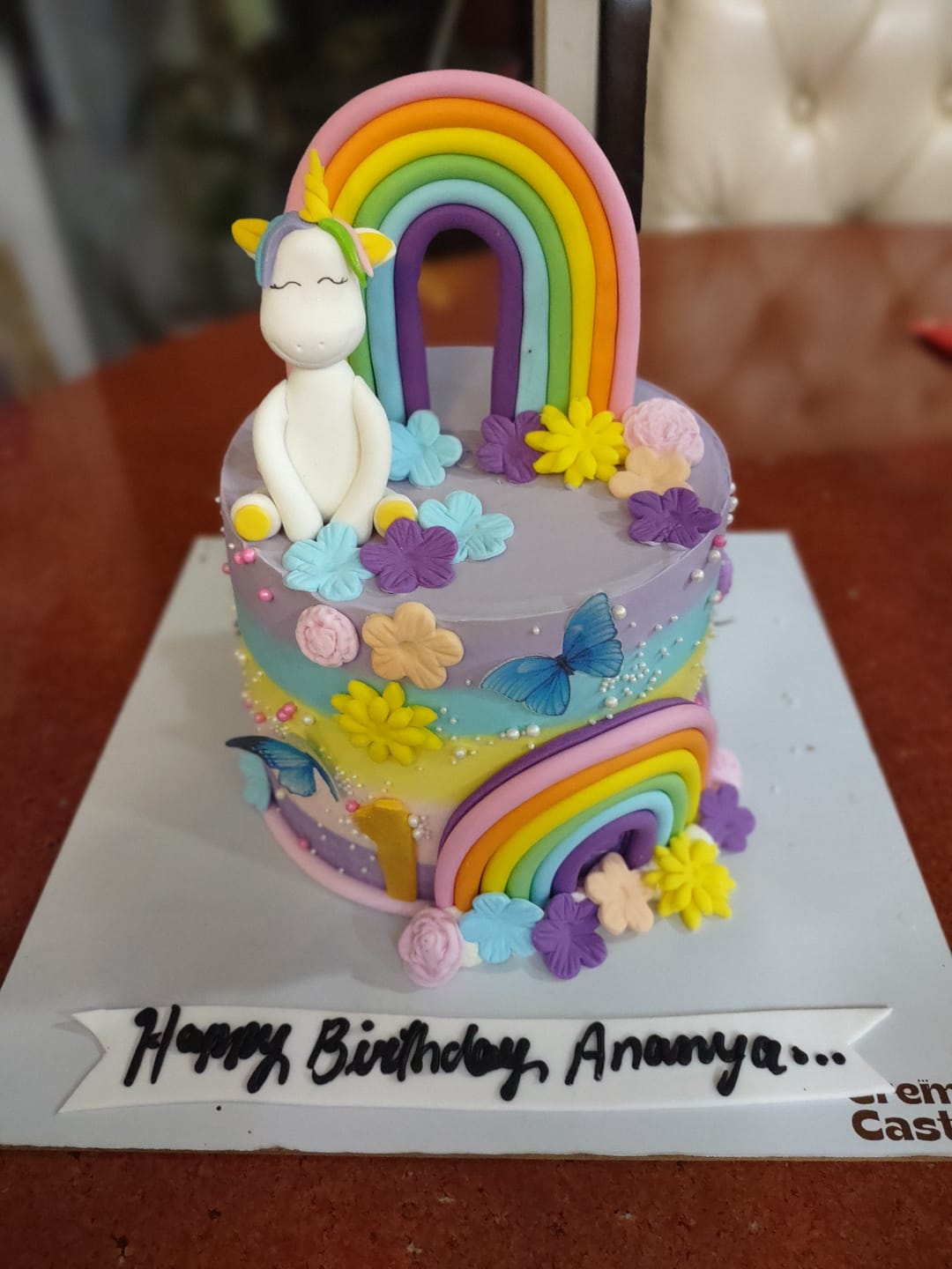 Customer photo review of Rainbow and Unicorn Cake