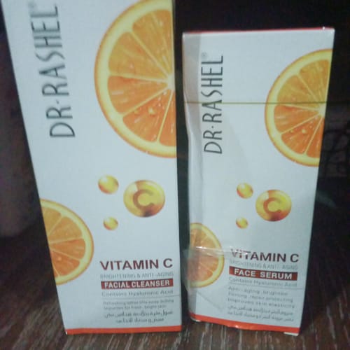 Customer photo review of Dr.Rashel Vitamin C Brightening & Anti Aging Face Serum + Facial Cleanser - Pack of 2
