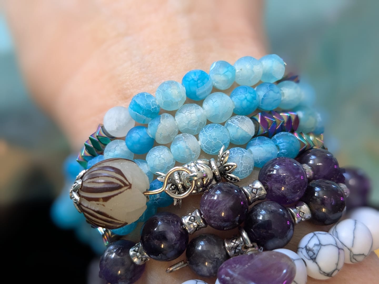 Customer photo review of Relaxing Blue Onyx Stone Mala