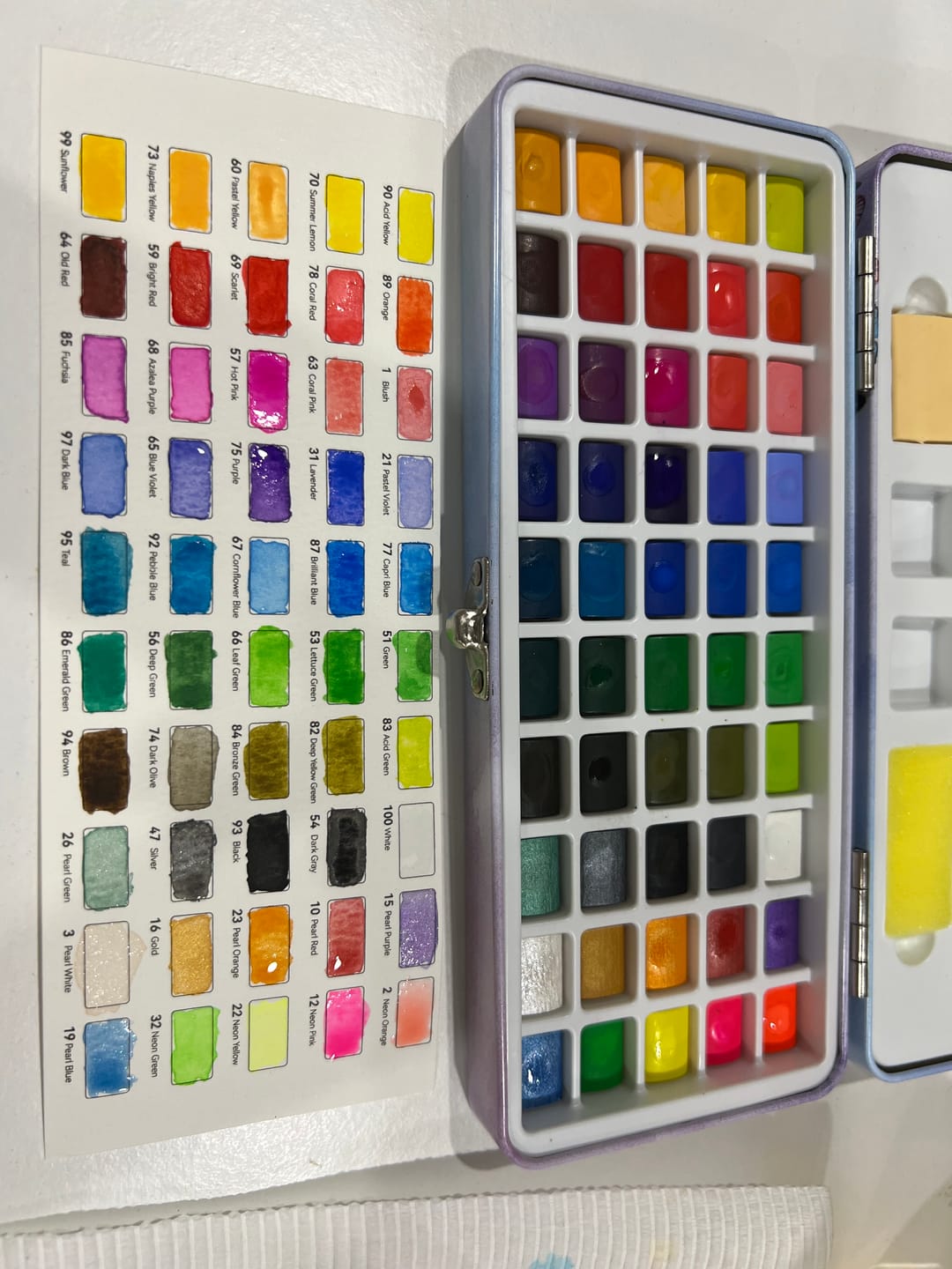 Customer photo review of Ohuhu 50 Colors Portable Watercolor Paint Set