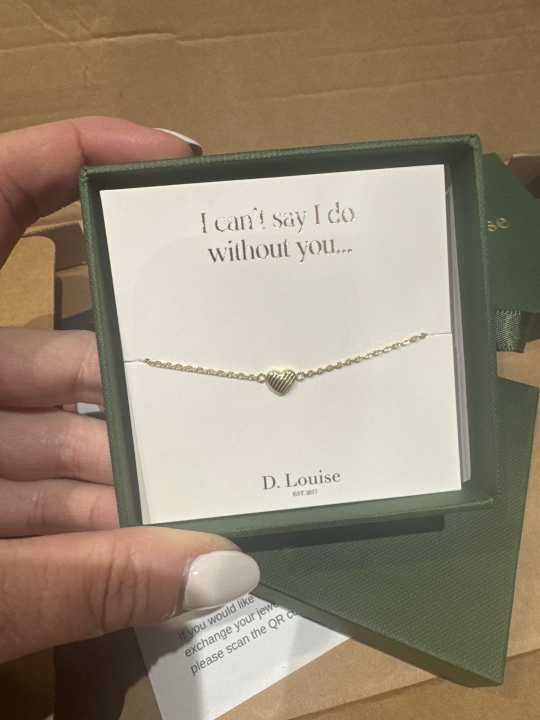 Customer photo review of Bridesmaid Dainty Heart Bracelet