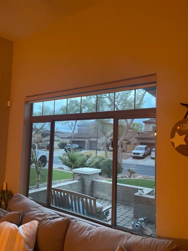 Customer photo review of SmartWings Motorized Light Filtering Roller Shades 70% Blackout Safari