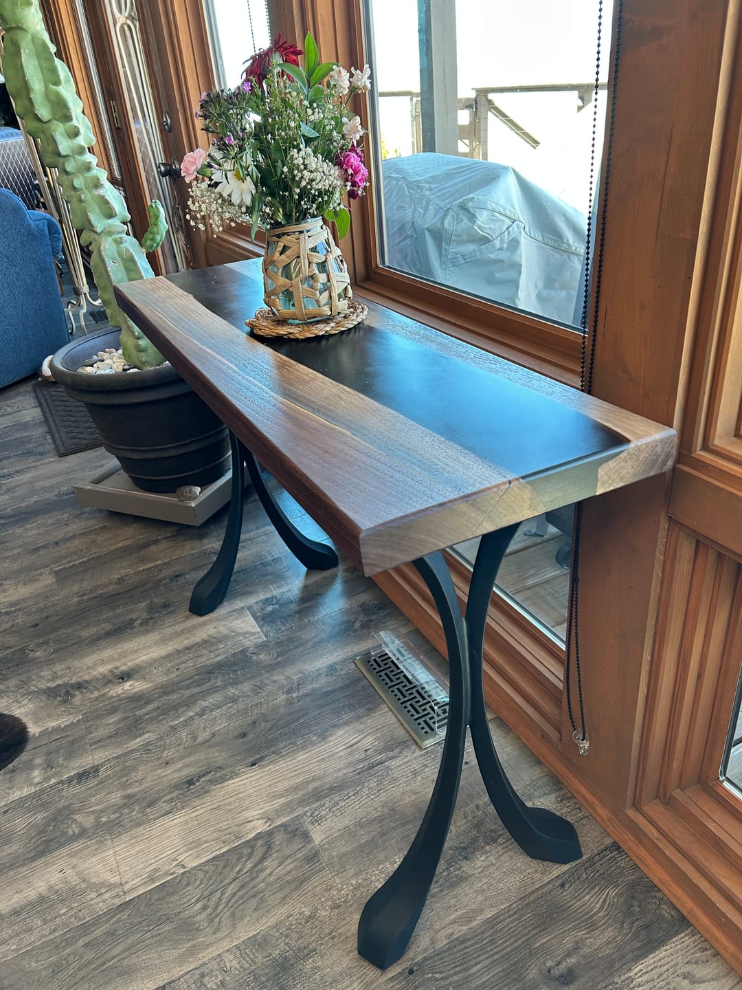 Customer photo review of Console Table Legs 28H 16W Handmade Metal Design 209 Xeni