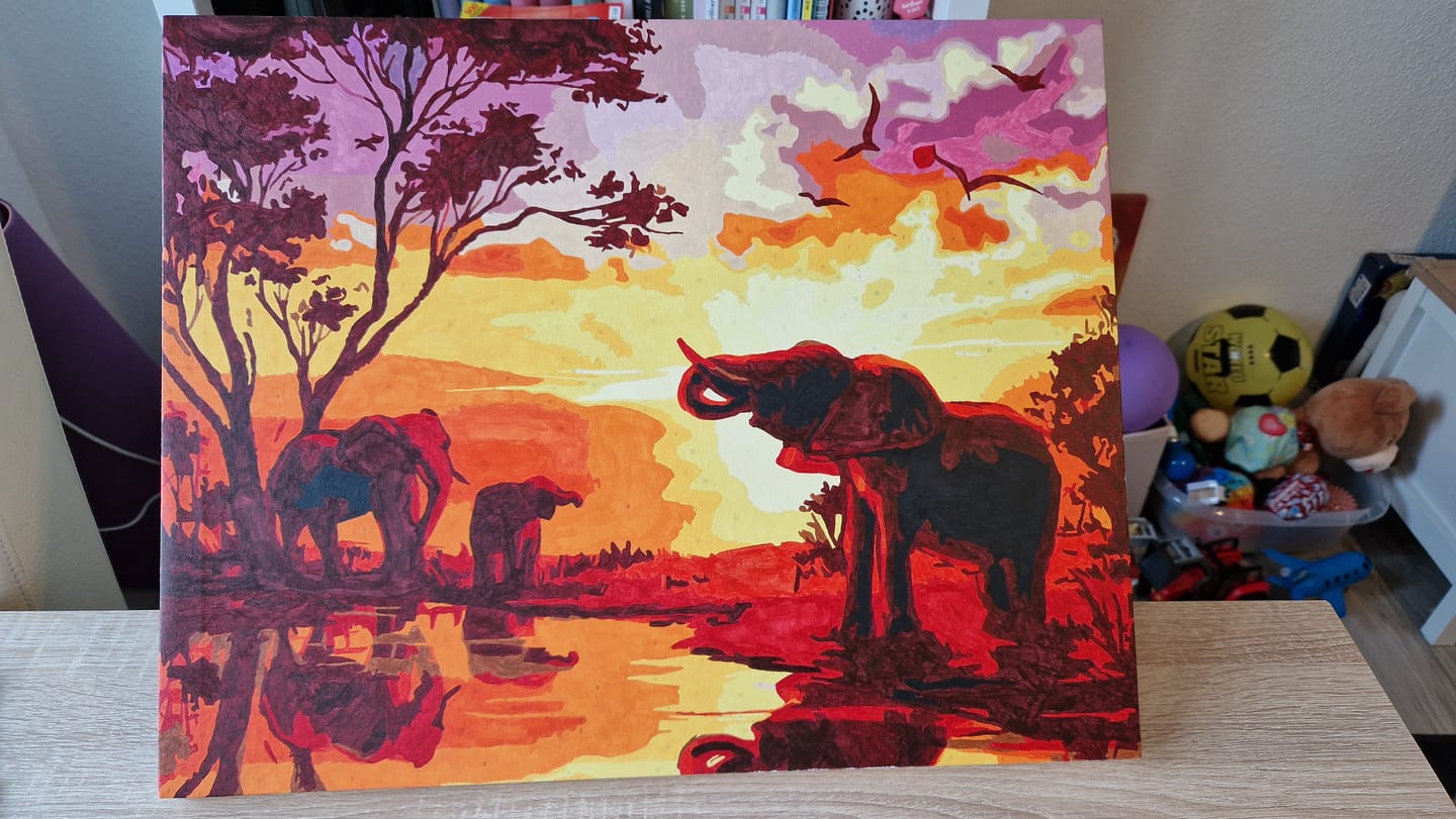 Customer photo review of Malen nach Zahlen - Afrikanische Savannenelefanten