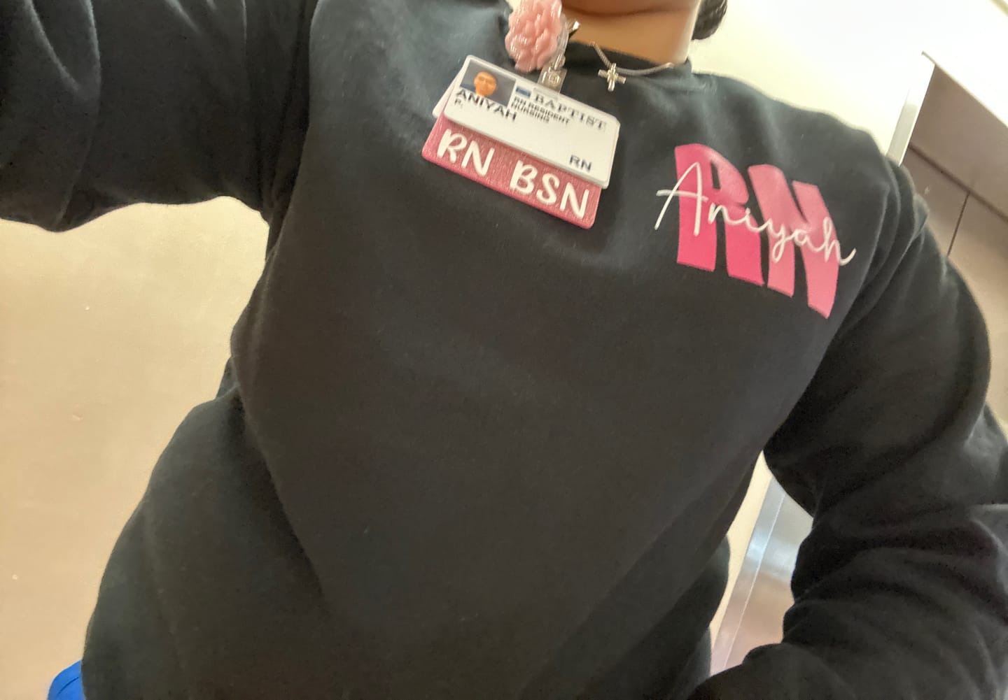 Customer photo review of Personalized Sweatshirt | Blue or Pink Certifications
